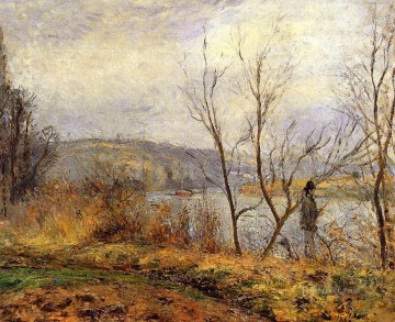 Las orillas del Oise Pontoise, también conocido como hombre pescando 1878 Camille Pissarro Pinturas al óleo